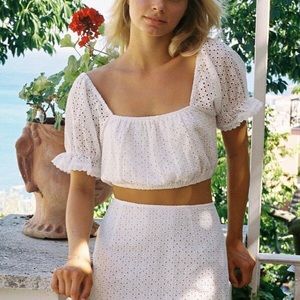 With Jean Darla cropped eyelet top